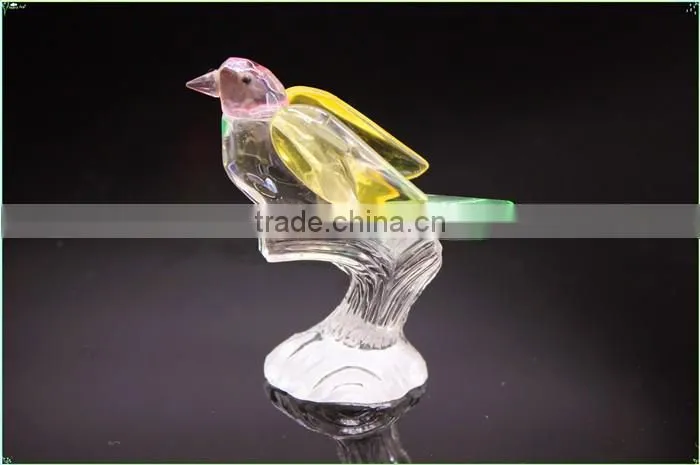 Wholesale double crystal birds with a trunk as customized crystal gifts/crystal wedding table gift for guests