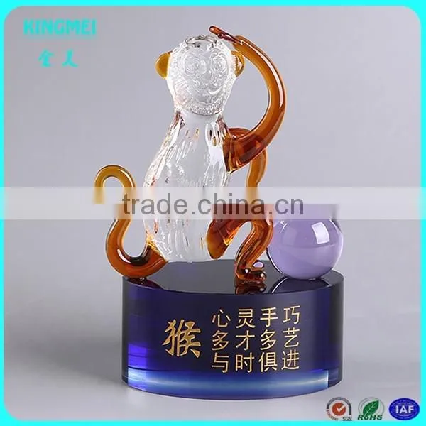 Crystal rabbit model with base personalizs lwords for twelve Chinese zodiac signs