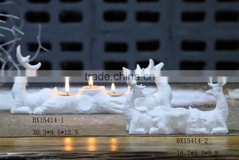 Ceramic white deer tea light porcelain candle holders wholesale