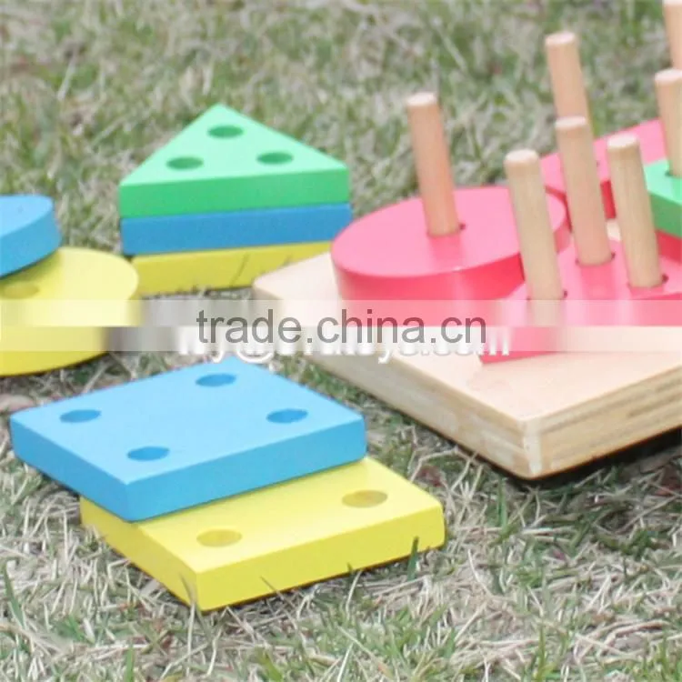 Hot sale preschool geometry shape sort toys wooden baby blocks W13D107