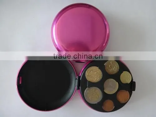 Metal round euro coin box