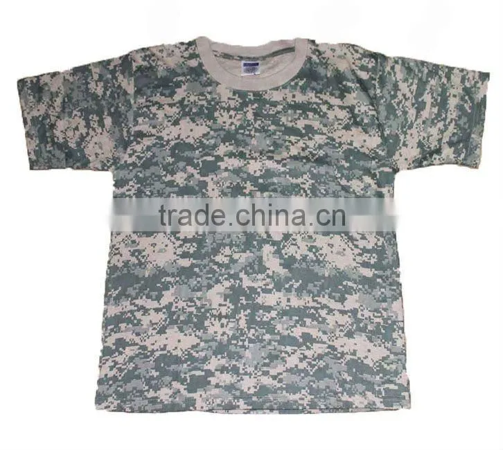 Mens 100%cotton woodland camo military t-shirt; army jungle camouflage training tshirt