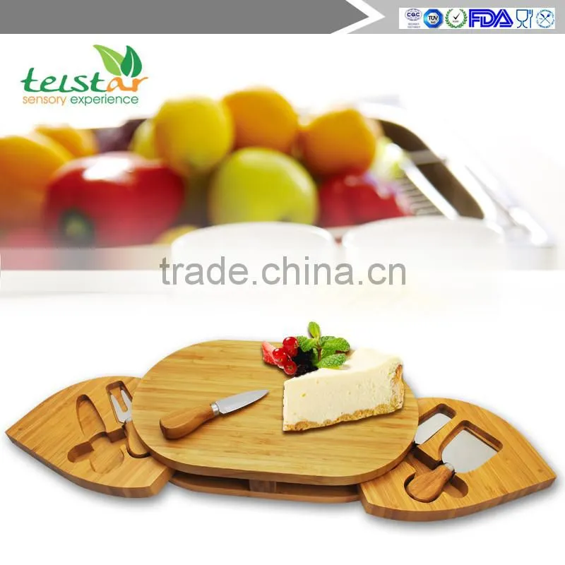Manufacturers selling 100% of the natural bamboo cheese board and sliding out type and cutlery drawer