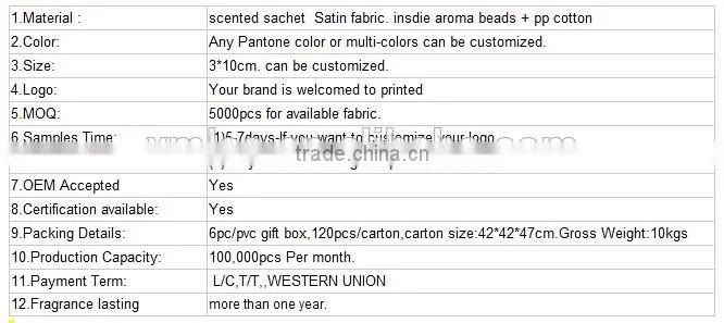 2015 new arrival for home air freshener or decor paper sachet hanger type scent bag