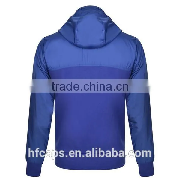 Cotton Polyester Mens Zipper Plain Royal Blue Hoodie