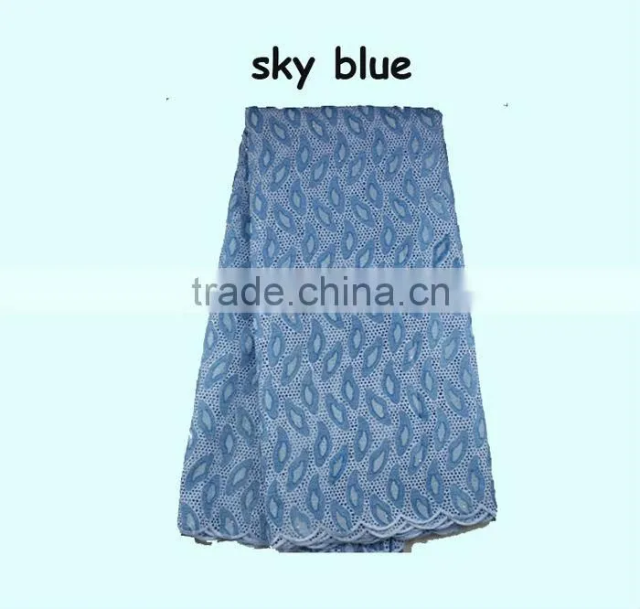 Bestway Popular African Lace Fabric Premium Swiss Voile Lace 100% Cotton SL0305-4 sky blue for Weddings