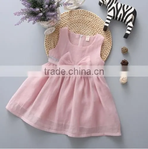 2017 latest design wholesale baby Clothes one piece summer stain cheap Children's Boutique fashion pink baby girl wedding dress