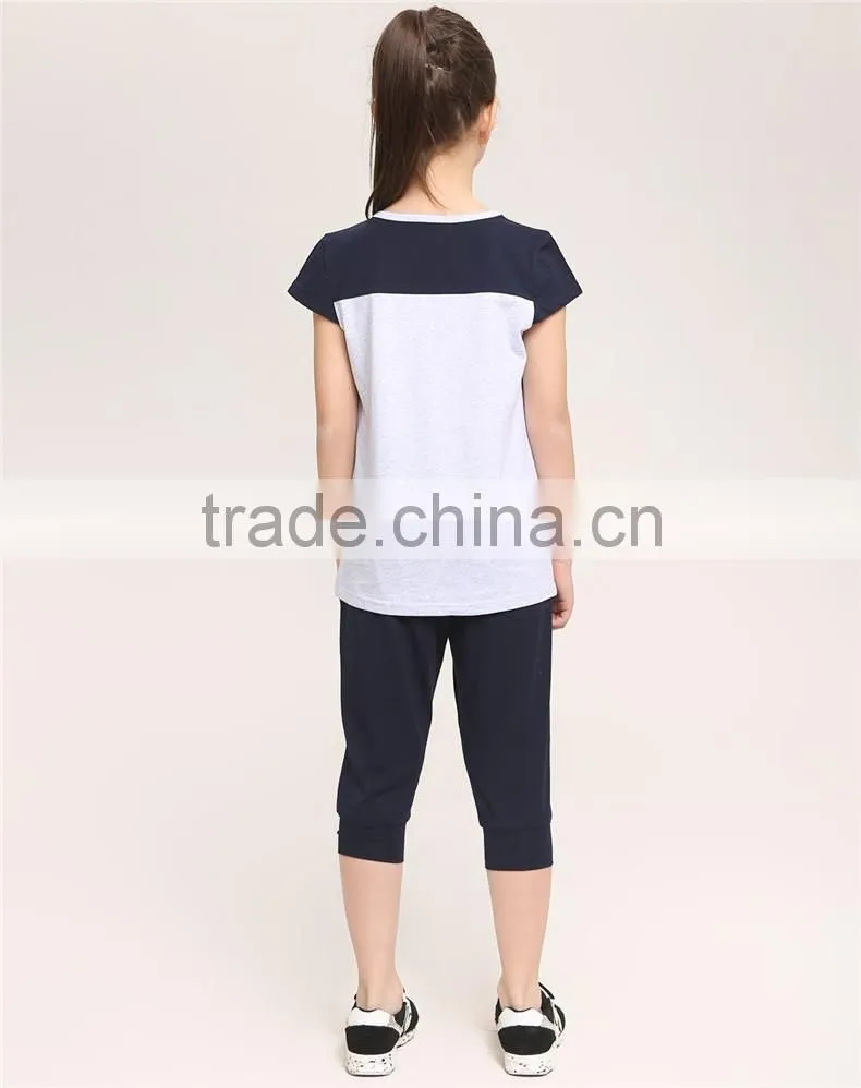 2016 fashion dress leisure short sleeves t shirt children's suit of clithes for little girls