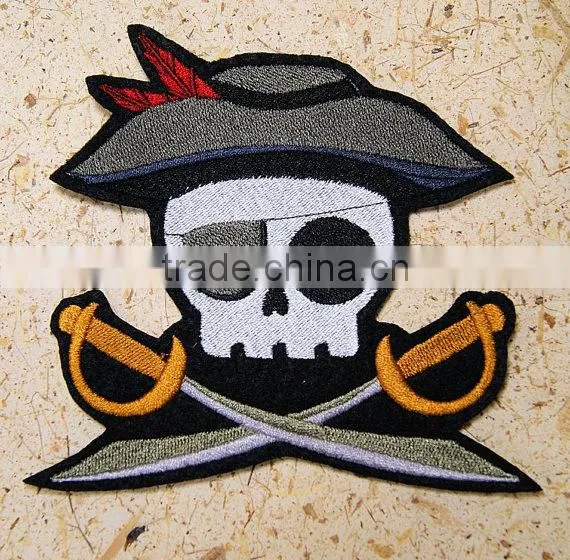 Custom high quality embroidered creative skulls patch for clothes embroidery patch made in china choose size/color