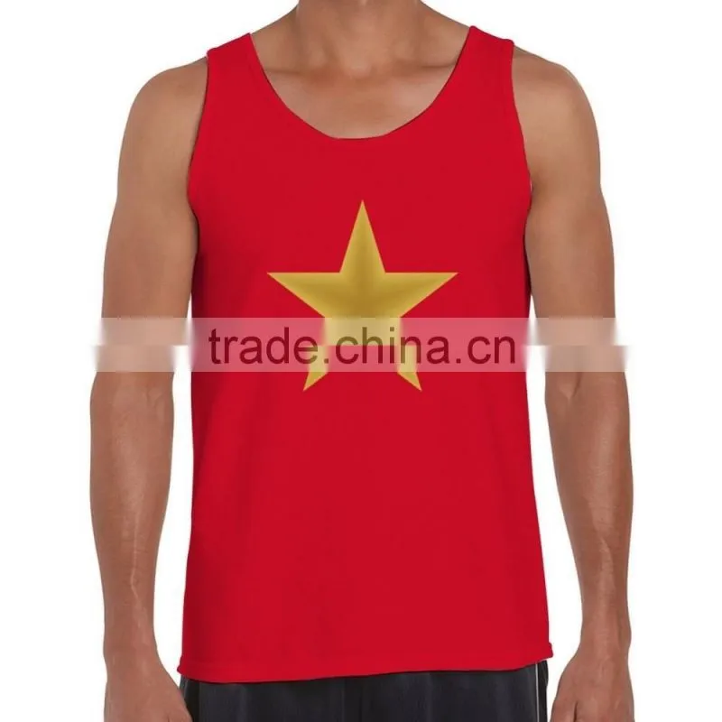 Custom printing cotton spandex sleeveless sports A-shirt