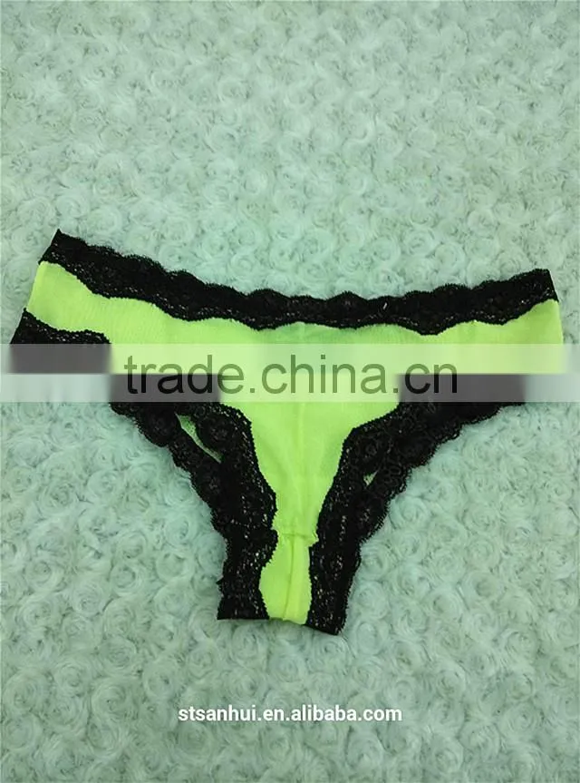 2017 sexy hot selling transparent panty with lace ladies panty brand names