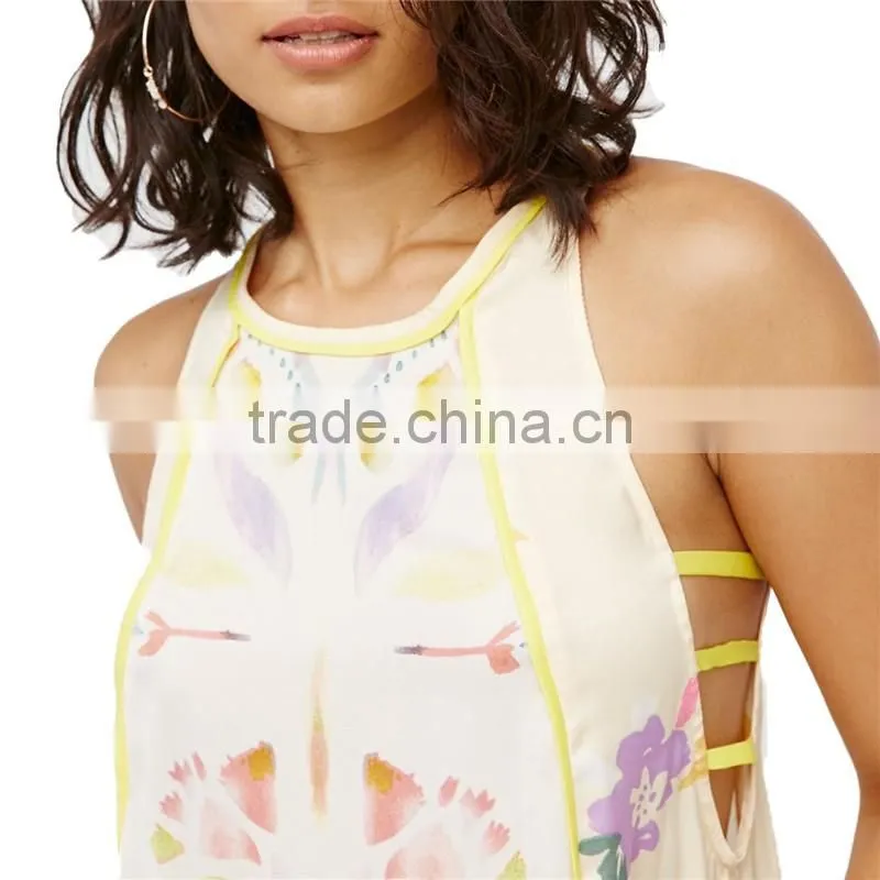 2017 OEM Summer Femme Silky Tunic Dream Free Printed Sexy Blouse