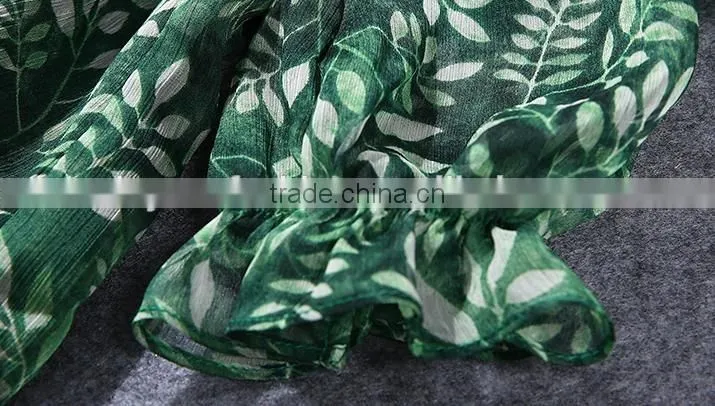 Ladies elegant party dress chiffon leaf bead loose prom dress 2017