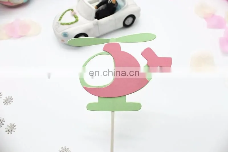 Hot Sale Airplane Cake Topper Helicopter Paper Cake Topper