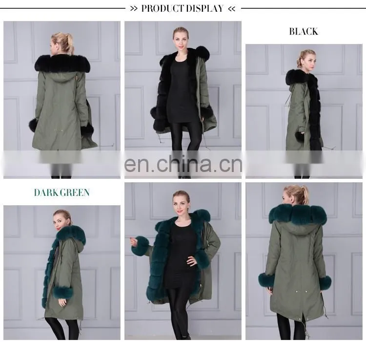 Couple style fashion long natural fur coat fur trim