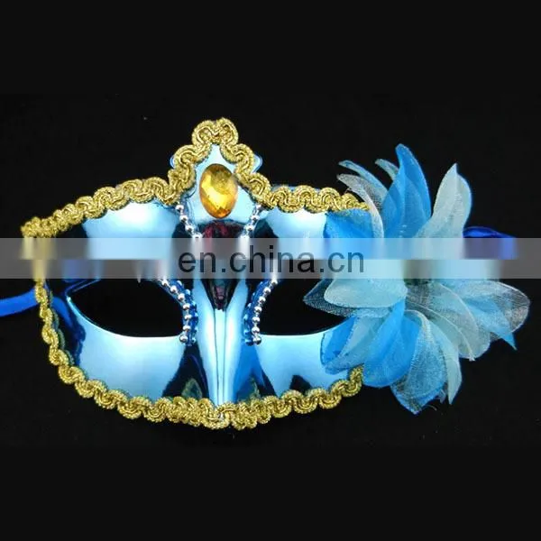 PVC Pink Masquerade Party Mask With Flower
