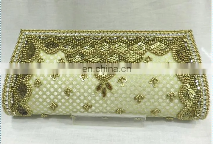 Exotic Blue Crystal studded beaded Wedding Bridal Evening Prom Clutch Handbag