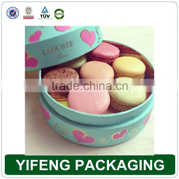 ECO Friendly Customized Cardboard Cylinder Round Macarons Box