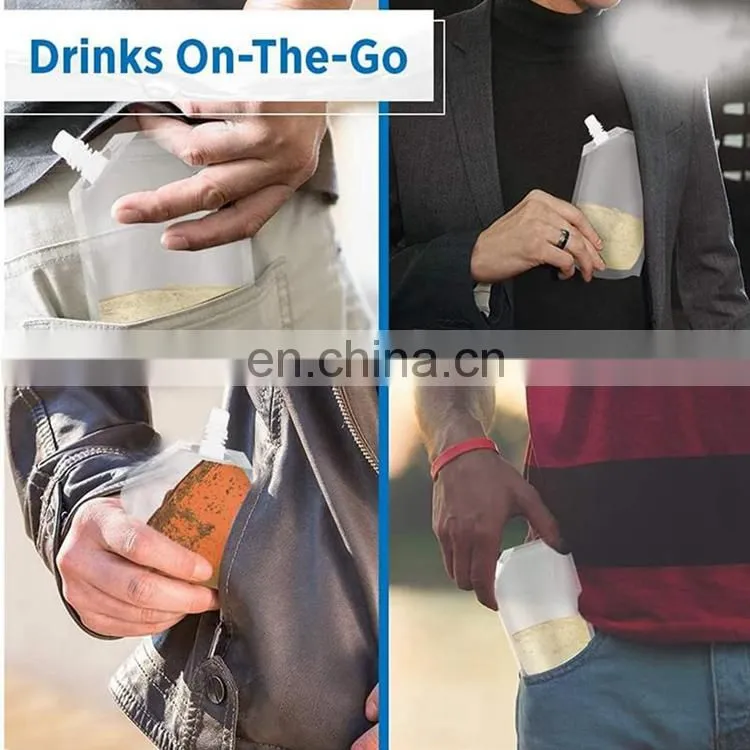 reusable doypack plastic stand up spout pouch liquid drink water in plastic double ziplock bag