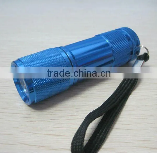 9 led aluminum body flashlight press switch in china