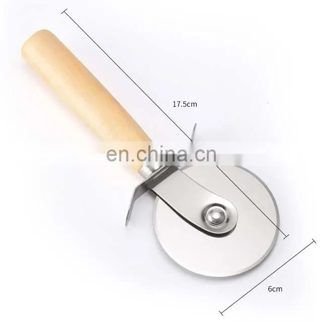 wholesale Stainless Steel Pizza Shovel Pizza Cutter Set Stainless Steel Pizza Cutter Wheel With Wood Handle