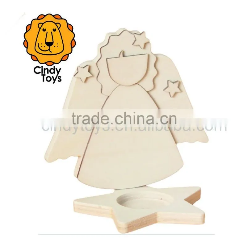 DIY Wooden Craft Tealight Holder Angel 1 pcs for Kids