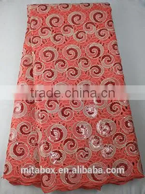African organza lace fabric In Switzerland design with sequins for parties dresses OG0181pink
