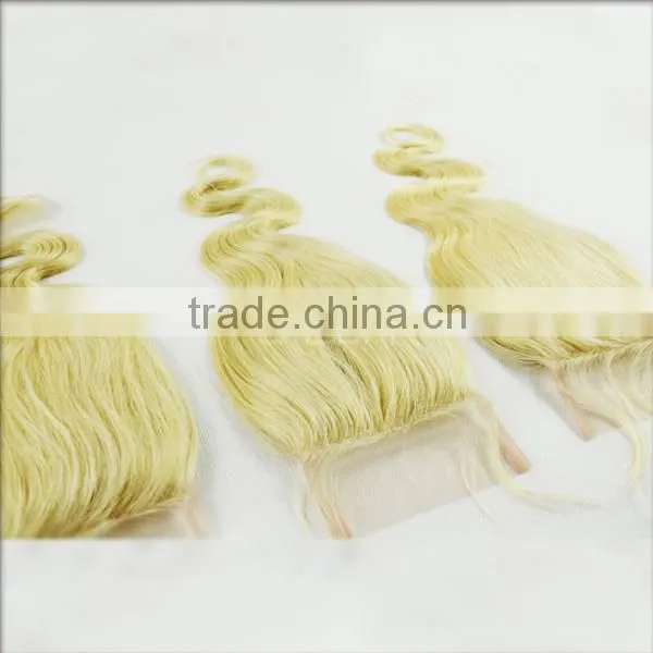 Lace closure blonde hair bundles with lace closure virgin hair silk base free part closure