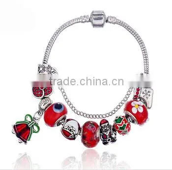 2016 Christmas gifts bracelet christmas beads charm bracelet for women&kids big hole bead
