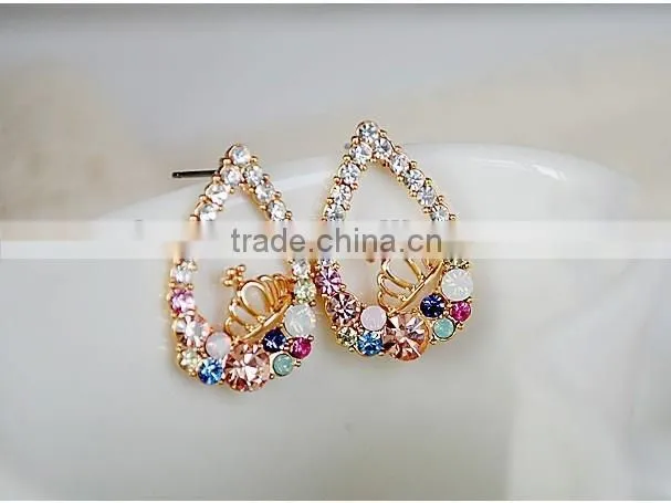 2014 hot sell fashion crystal rhinestone teardrop earring