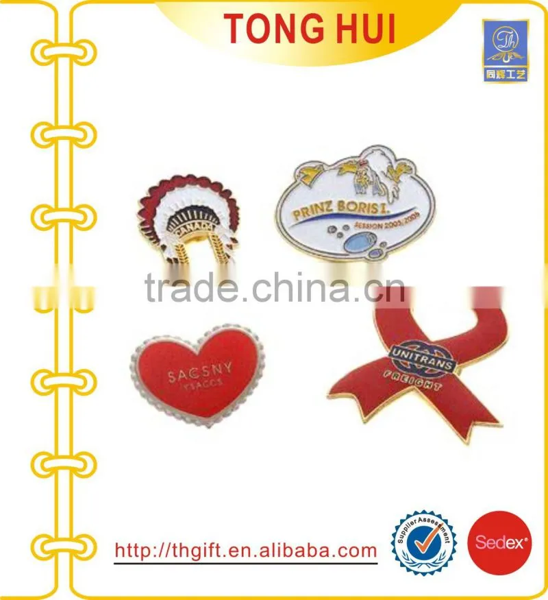 Metal badges with fan-shaped design