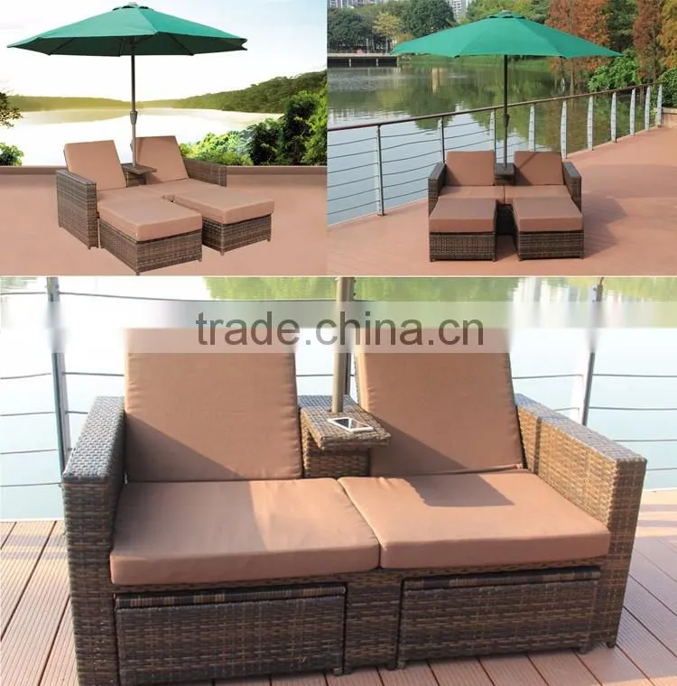 Multifunction New Design Double Outdoor Living Garden Daybed Philippines Bamboo And Rattan Furniture