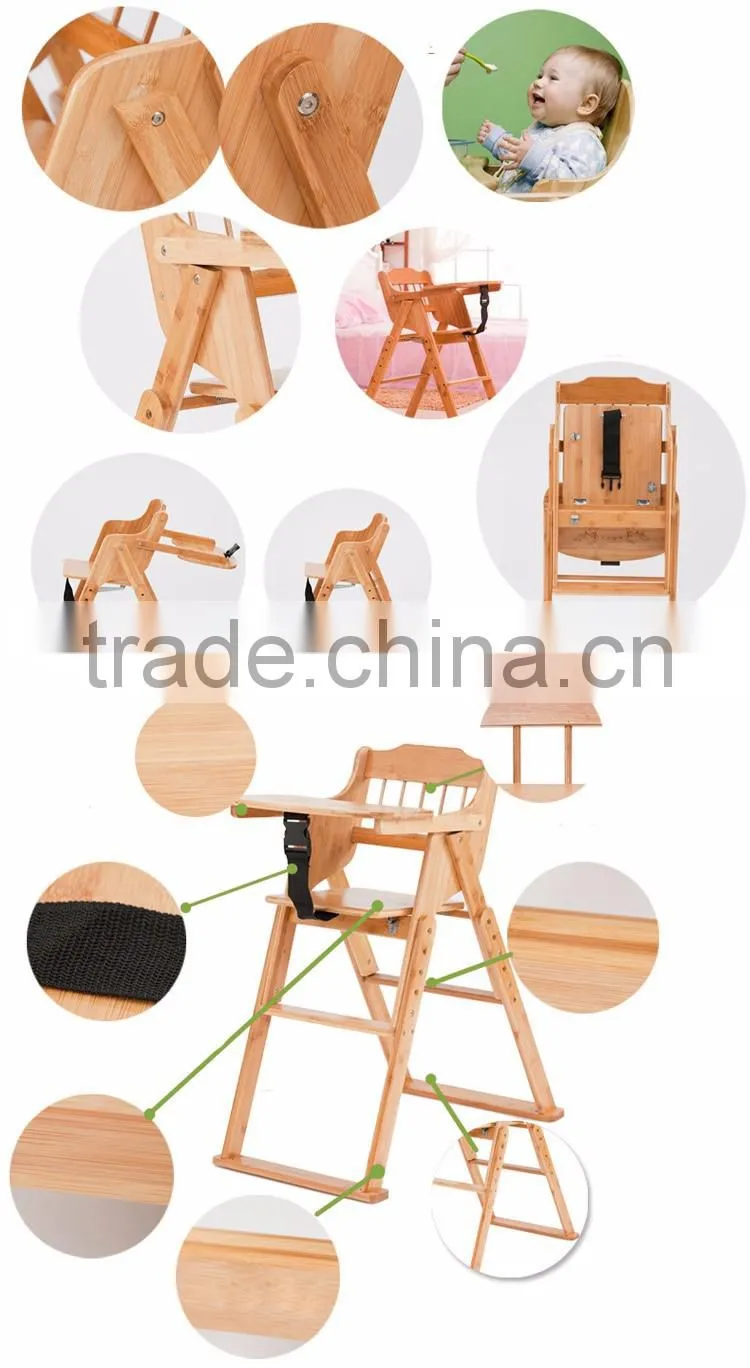 High Quality Advanced Child Adjustable Wooden Baby Feeding High Chair Lifting Baby Chair
