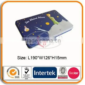 Rectangular tin box with hinged lid
