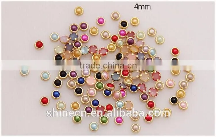 New stones 3mm 4mm 5mm 6mm metal golden edging flatback round hot fix rhinestones