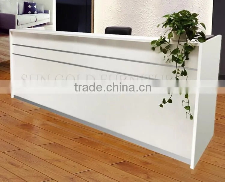 Office furniture l shaped counter white modern salon reception desk (SZ-RTB039)