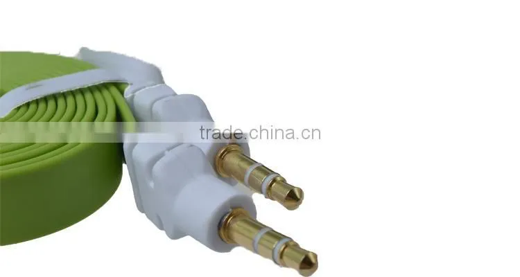 3.5mm flat stereo flexible audio cable car AUX audio cable, car mp3 mp4