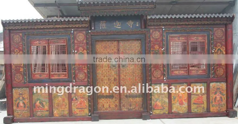 Chinese Antique Old Beautiful Tibetan Door Sakia Temple