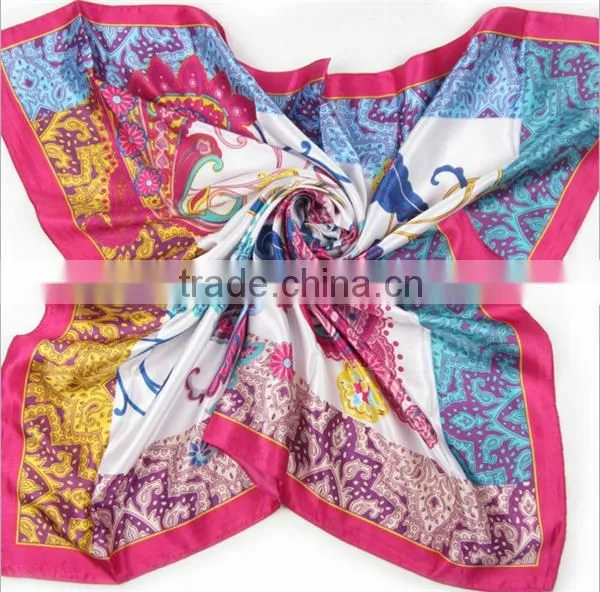 promotional most beautiful lady quare silk colorful shred scarf