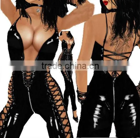sexy www xxxl com photos gold metallic leopard print leather pvc latex rubber full body costume catsuit/zentai suits fetish