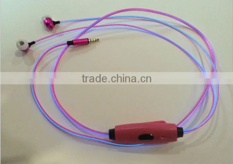 Factory price EL earphones led earphones with microphones