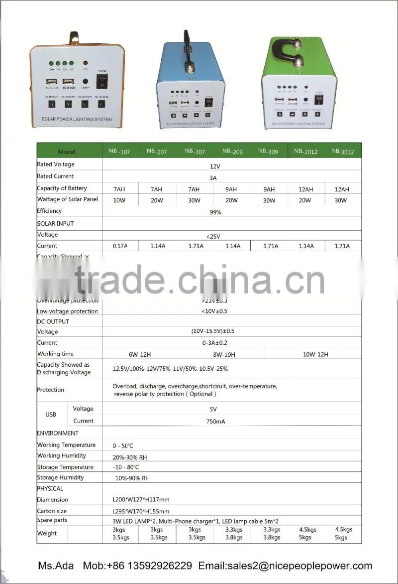 10W 15W 20W 30W DC Solar System Kit , 2 Led light ,solar panel , battery