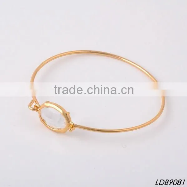 2016 new designs simple alone large faceted glass women bracelet