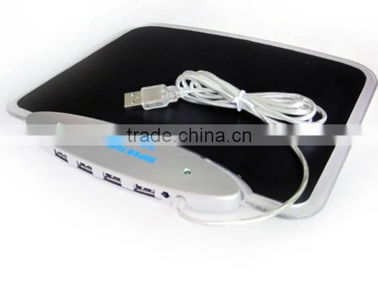 Blue LED Light Mousepad Mouse Pad Mat + 4 Ports USB HUB for PC Laptop Computer