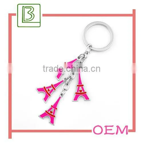 heart shape eiffel tower metal keychain