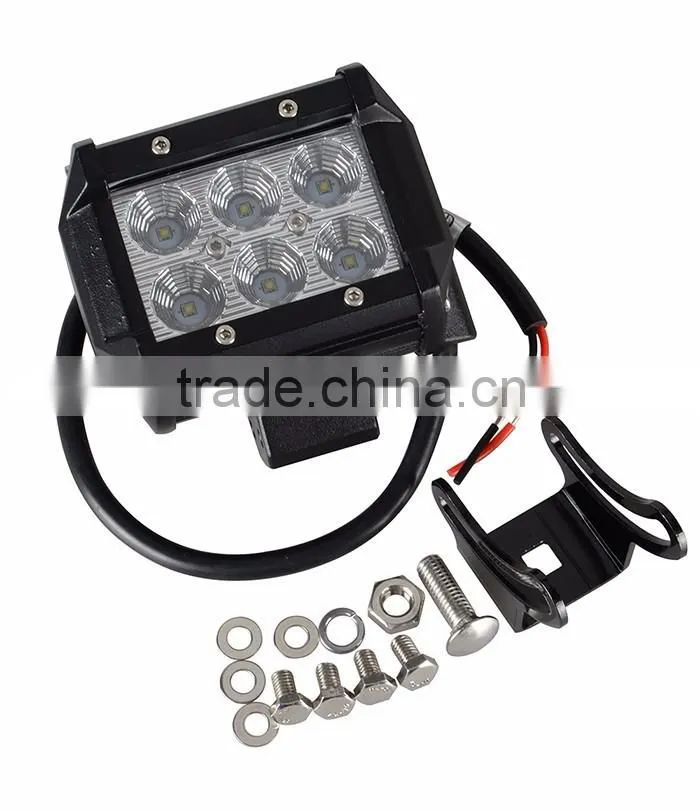 4" 18w 6 C ree LED SUV Off-road Boat Headlight Spot Driving Fog Light Led Work Light Bar + Mounting Bracket