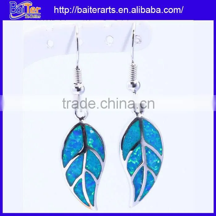 Fashion 925 Sterling Silver Stud Dangle Fire Opal Earring Wholesale