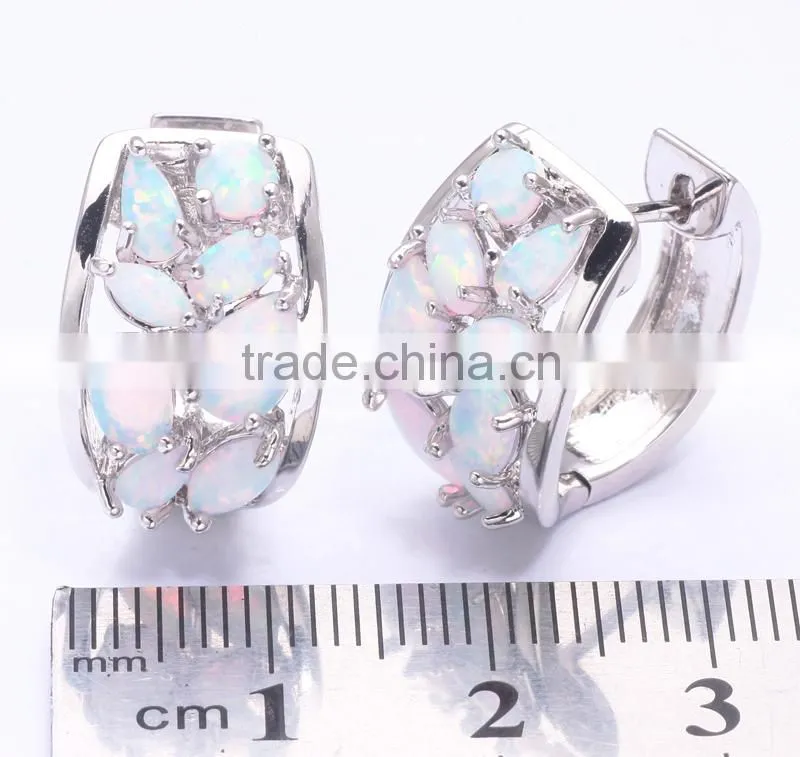 Opal Jewelry Factory !!! Wholesale Lab Created White Opal 925 Sterling Silver Teardrop Opal Earring