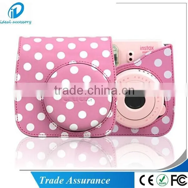 Dot PU Leather Fuji Mini Case Bag for Fujifilm Instax Mini8 with Shoulder Strap Camera case
