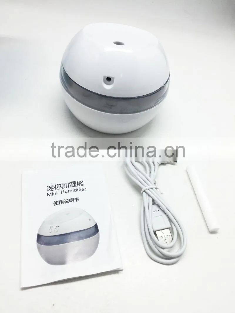 2016 new product for home/office use usb/car adaptor power supply bottle cap round ball air innovations ultrasonic humidifier